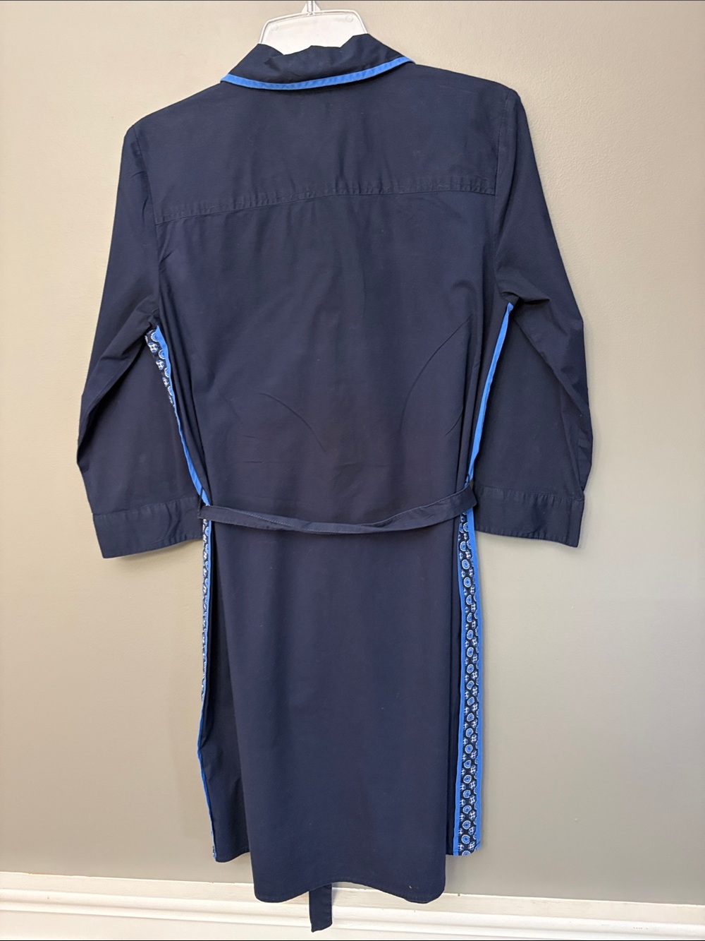Tommy Hilfiger Women’s Navy Midi Shirt Dress with Bright Blue Trim - Size M - Picture 6 of 11